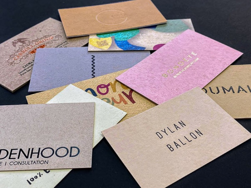 Assorted kraft and recycled business card papers
