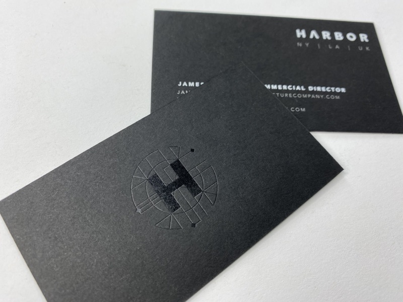 Black-on-black gloss monogram business cards