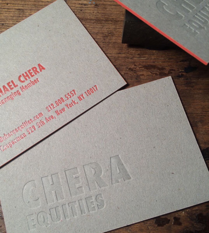 Blind deboss business card on kraft paper