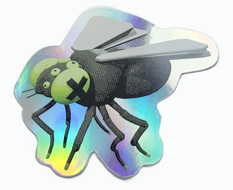 Holographic sticker white ink cmyk diecut