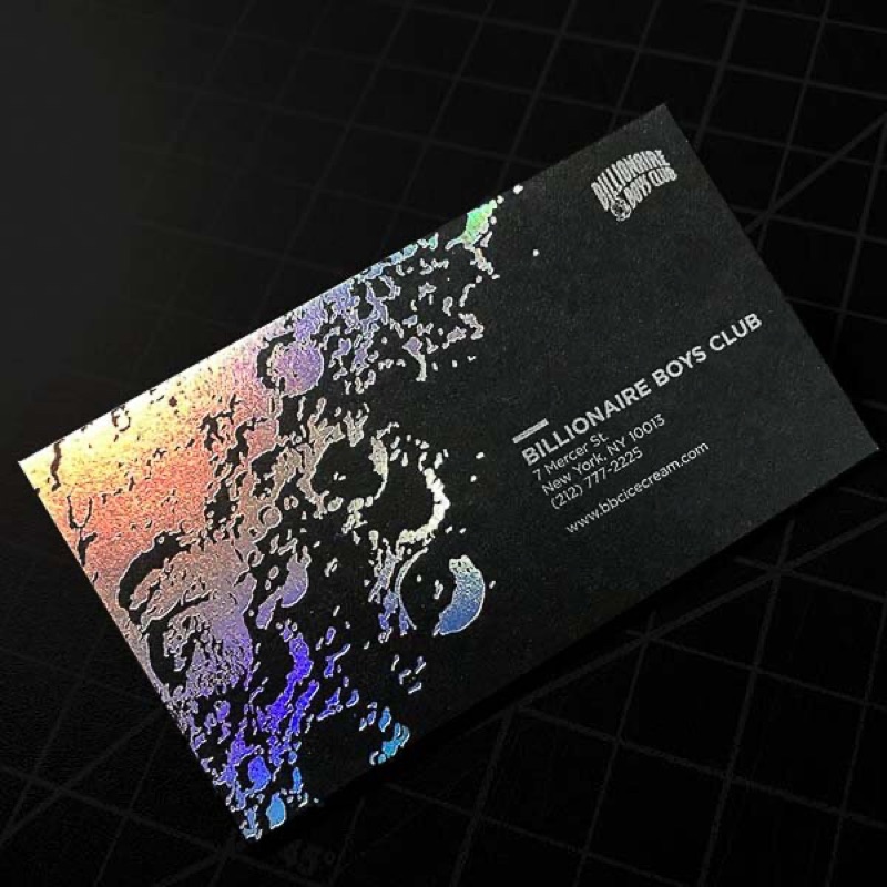 Holographic foil stamped business cards