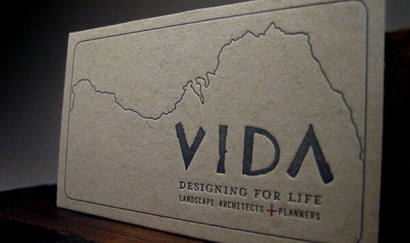 Letterpress business card printed on kraft paper