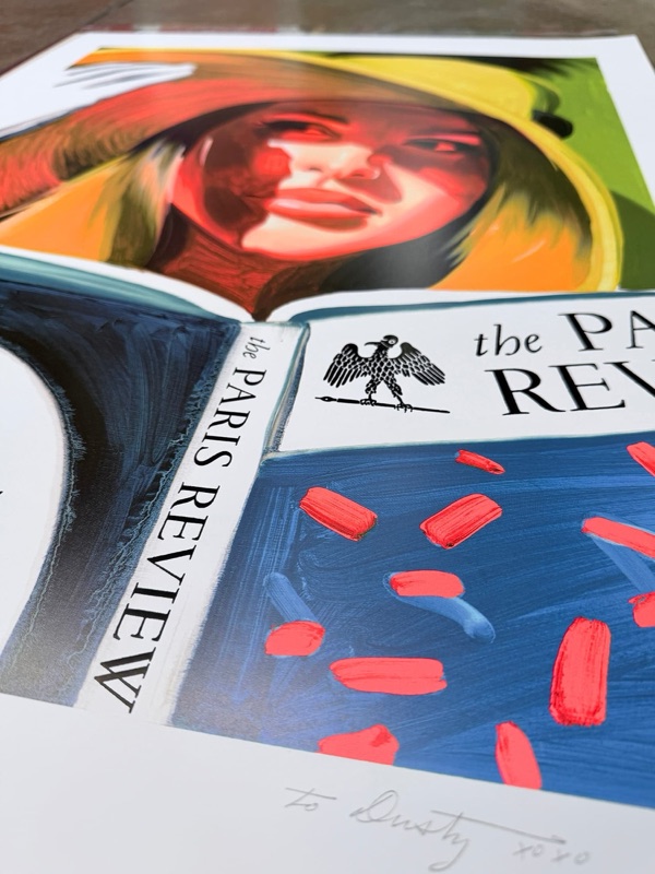 Paris Review poster with fluorescent orange accents