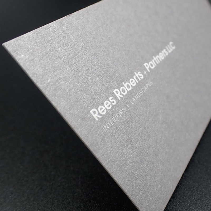 Silver ink on gray business card