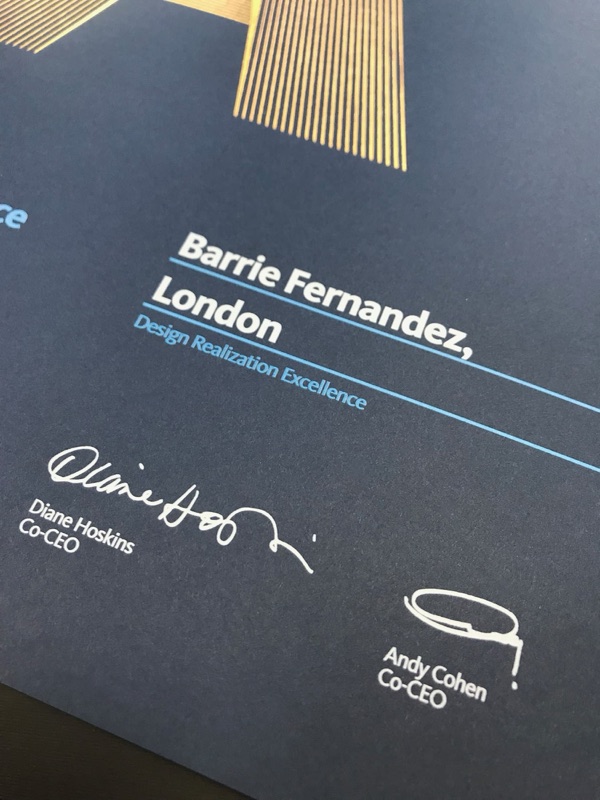 Variable data white ink printing on blue paper