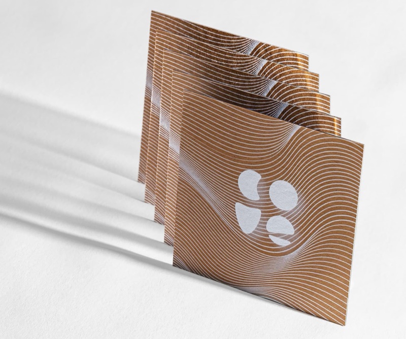 White ink wave pattern on kraft squares